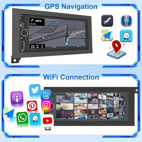 Car Stereo Radio with GPS Navi WiFi Carplay Android Auto SWC Remote for 1994-2001 Dodge Ram Dakota/Jeep Wrangler Cherokee 1997-2001/ Chrysler Town and Country 1990-2000/Sebring Cirrus in Kuwait