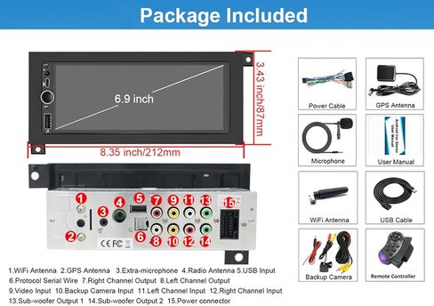 Car Stereo Radio with GPS Navi WiFi Carplay Android Auto SWC Remote for 1994-2001 Dodge Ram Dakota/Jeep Wrangler Cherokee 1997-2001/ Chrysler Town and Country 1990-2000/Sebring Cirrus in Kuwait