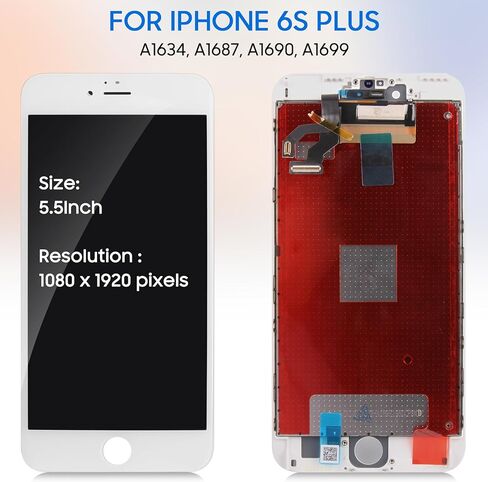 Screen Replacement for iPhone 6s Plus A1634 A1687 A1690 A1699 5.5 Inch LCD Display Screen Touch Screen Digitizer Assembly for iPhone 6s Plus LCD Repair Parts with Tools Kits (White) in Saudi Arabia