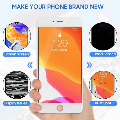 Screen Replacement for iPhone 6s Plus A1634 A1687 A1690 A1699 5.5 Inch LCD Display Screen Touch Screen Digitizer Assembly for iPhone 6s Plus LCD Repair Parts with Tools Kits (White) in Saudi Arabia