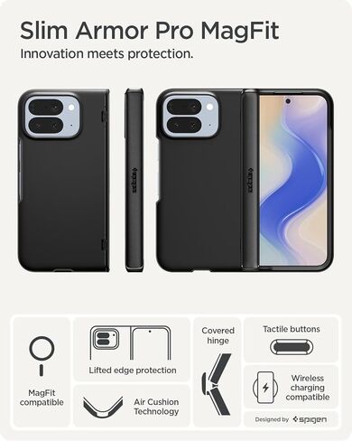 Spigen for Pixel 10 Pro Fold Case, Slim Armor Pro MagFit (2025) [Designed for Pixelsnap, Compatible with MagSafe Accessories] - Black in Saudi Arabia