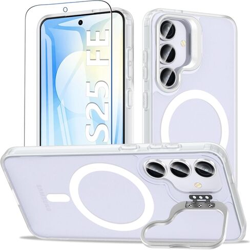 Magnetic for Samsung Galaxy S23+ Plus Phone Case with Adjustable Kickstand, S23+ Case [Shockproof Military Grade Drop Protection] Translucent Matte Back Phone Cover for S23 Plus 6.6", Black in Saudi Arabia