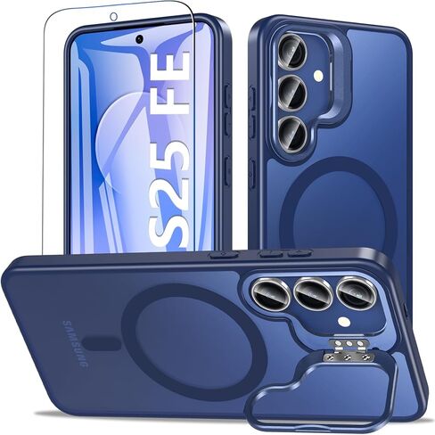 Magnetic for Samsung Galaxy S23+ Plus Phone Case with Adjustable Kickstand, S23+ Case [Shockproof Military Grade Drop Protection] Translucent Matte Back Phone Cover for S23 Plus 6.6", Black in Saudi Arabia