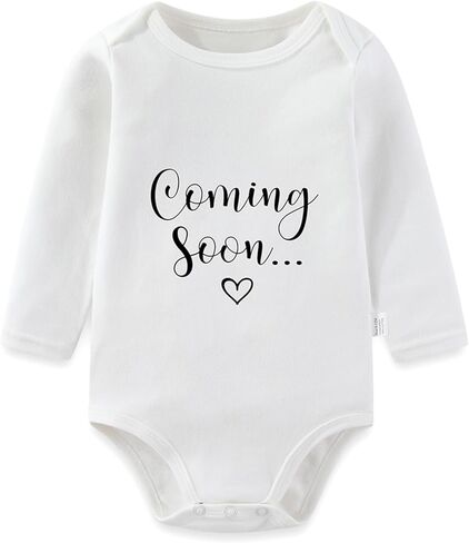 Coming Soon Long Sleeve Baby Bodysuits, Announcement Infant Romper Outfits Girls Boys 0-24 Months in Saudi Arabia