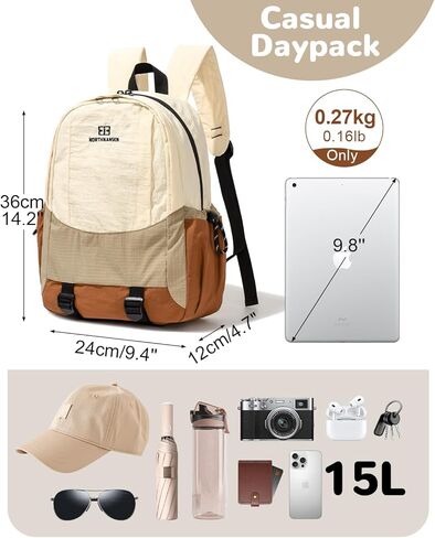 15L Hiking Backpack for Men Women, Small Ultralight Day Pack with Multiple Pockets, Waterproof Casual Daypack for Travel Daytrip Hiking, Orange in Saudi Arabia