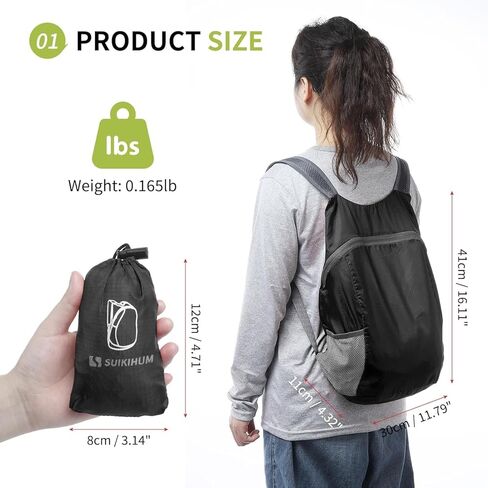 Large Capacity Folding Backpack, Tear-Resistant Casual Daypack For Outdoor Travel, Hiking And Daily Activities (Black-01) in Saudi Arabia