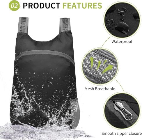 Large Capacity Folding Backpack, Tear-Resistant Casual Daypack For Outdoor Travel, Hiking And Daily Activities (Black-01) in Saudi Arabia