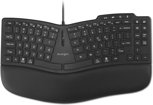 لوحة مفاتيح سلكية Kensington Pro Fit Ergo KB675 EQ TKL، وصلة USB-A، تصميم منحني مريح، مفاتيح قابلة للبرمجة (K75497NA) in Saudi Arabia