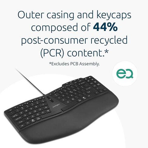 لوحة مفاتيح سلكية Kensington Pro Fit Ergo KB675 EQ TKL، وصلة USB-A، تصميم منحني مريح، مفاتيح قابلة للبرمجة (K75497NA) in Saudi Arabia