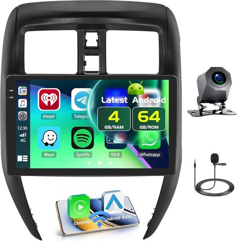 4+64GB Android 15 Car Stereo for Nissan Versa Sedan 2015-2019 Wireless Carplay Android Auto, 10.1 Inch Incell Touch Screen Car Stereo with GPS, Backup Camera, Bluetooth, FM/RDS, EQ, WiFi, SWC in Saudi Arabia