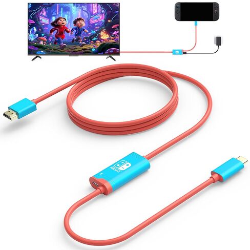 Switch 2 Dock، (التوصيل والتشغيل) 4K@60HZ 6.6 قدم، كابل بديل USB C إلى HDMI لمنصة Nintendo Switch Dock، محول قاعدة تلفزيون محمول للسفر وسلك محطة إرساء NS2 للسفر متوافق مع Nintendo Switch in Kuwait