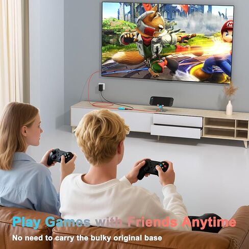 Switch 2 Dock، (التوصيل والتشغيل) 4K@60HZ 6.6 قدم، كابل بديل USB C إلى HDMI لمنصة Nintendo Switch Dock، محول قاعدة تلفزيون محمول للسفر وسلك محطة إرساء NS2 للسفر متوافق مع Nintendo Switch in Kuwait