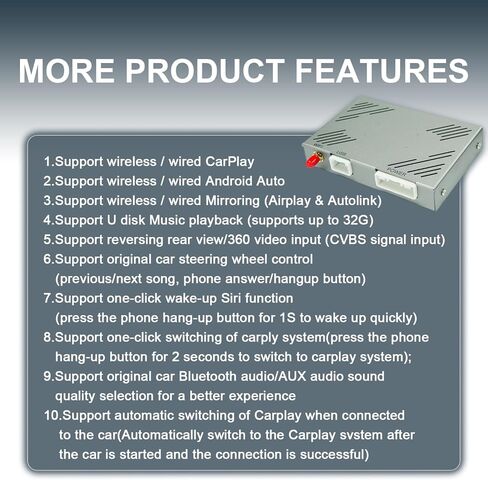 Toyota Wireless CarPlay/Android Auto Dongle | Plug & Play for 2014-2019 Sienna, Prius, Tacoma, Tundra, Highlander, RAV4, 4Runner with Entune 2.0 | Works with OEM Camera & Controls​ in Saudi Arabia
