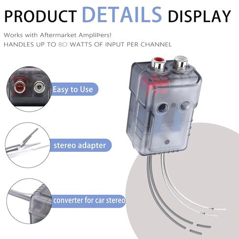 FUSIONWIS Car Audio High to Low Converter,2-Channel Car Stereo Speaker RCA Line Output Control Converter for Amplifier,Subwoofer, Audio Enthusiasts-19CM in Saudi Arabia