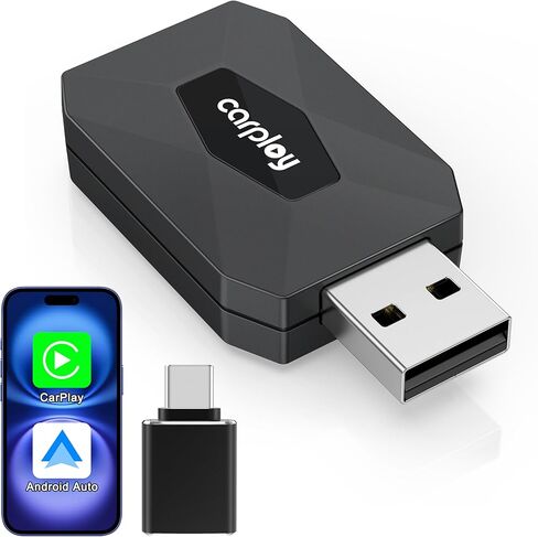 Upgraded Wireless CarPlay & Android Auto Adapter for iPhone & Android, Mini Plug & Play Dongle, Fast & Stable No-Lag, Converts Factory Wired CarPlay to Wireless for Cars, USB-A/USB-C in Saudi Arabia
