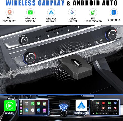 Upgraded Wireless CarPlay & Android Auto Adapter for iPhone & Android, Mini Plug & Play Dongle, Fast & Stable No-Lag, Converts Factory Wired CarPlay to Wireless for Cars, USB-A/USB-C in Saudi Arabia