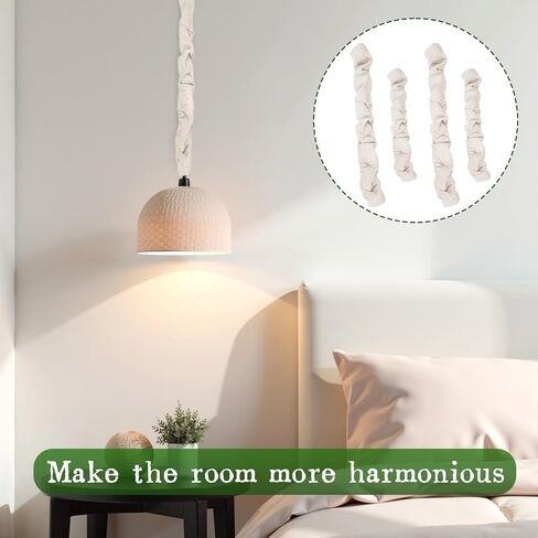 Fabric Cord Cover & Chandelier Chain Cover, 4 Pcs 6 Feet and 4 Feet Chain Cable Sleeve Chandelier Lighting Wire Cord Cove Easy to Install for Lamps Light Fixtures Lighting Wire Cable Management Hiding in Saudi Arabia