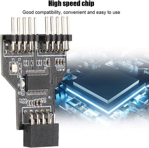 plplaaoo USB 2.0 9PIN to Dual 9PIN Expansion Adapter Card Hub Converter High Speed Compact Design for WinXP Vista Win7 Win8 Win10 Desktop PC Builds in Saudi Arabia