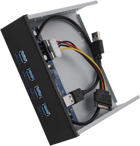 USB Front Panel Bracket PCIE to 4 Ports USB 3.0 Hub Adapter for PC Computer Case with Aluminum Alloy Housing and Soft Wires 15.4 x 14.8 x 4cm in Saudi Arabia