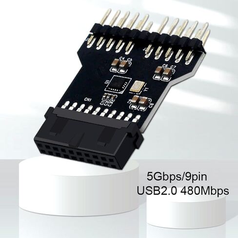 Internal 19Pin to Double 9Pin USB2.0 Adapter Expansion Module for Computer Water Cooling Systems USB Header Extension in Saudi Arabia