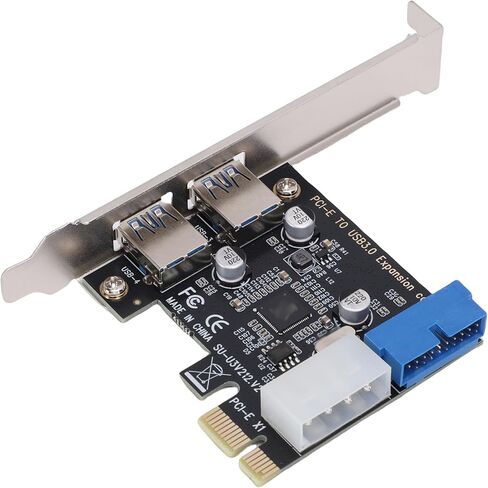 بطاقة توسيع PUSOKEI PCIE إلى USB 3.0، منفذين 5 جيجابت في الثانية USB 3.0 بطاقة PCI Express مع موصل 19pin وواجهة طاقة 4pin، للكمبيوتر المكتبي in Saudi Arabia