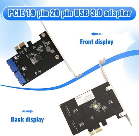PCI Express USB 3.0 19 Pin بطاقة التوسع PCIE 1X إلى 2 منافذ USB 3 19 Pin محول داخلي USB3 20Pin Hub Head سهل التركيب in Kuwait