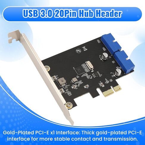 PCI Express USB 3.0 19 Pin بطاقة التوسع PCIE 1X إلى 2 منافذ USB 3 19 Pin محول داخلي USB3 20Pin Hub Head سهل التركيب in Kuwait
