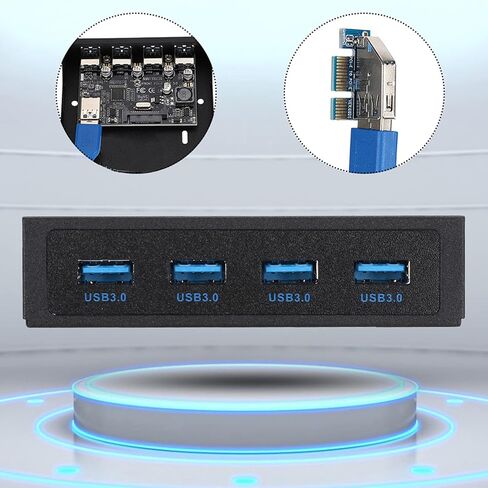 PCI E to 4X USB 3.0 Expansion Card NEC720201 Chip Front Floppy Bay Adapter Riser Card with 4 Front USB Ports for Desktop PC Computer Black in Saudi Arabia