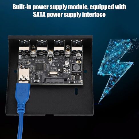 PCI E to 4X USB 3.0 Expansion Card NEC720201 Chip Front Floppy Bay Adapter Riser Card with 4 Front USB Ports for Desktop PC Computer Black in Saudi Arabia