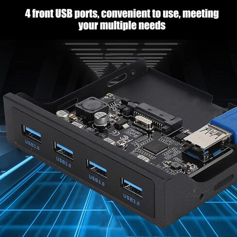 PCI E to 4X USB 3.0 Expansion Card NEC720201 Chip Front Floppy Bay Adapter Riser Card with 4 Front USB Ports for Desktop PC Computer Black in Saudi Arabia