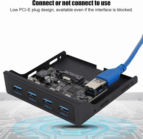 PCI E to 4X USB 3.0 Expansion Card NEC720201 Chip Front Floppy Bay Adapter Riser Card with 4 Front USB Ports for Desktop PC Computer Black in Saudi Arabia