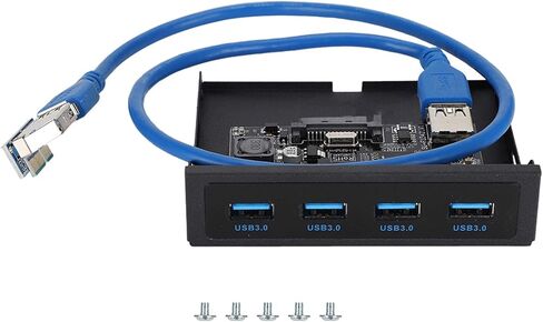 PCI E to 4X USB 3.0 Expansion Card NEC720201 Chip Front Floppy Bay Adapter Riser Card with 4 Front USB Ports for Desktop PC Computer Black in Saudi Arabia