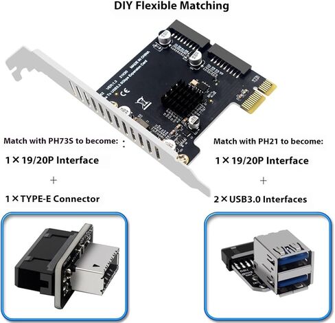 Desktop Computer PCIe USB3.0 Expansion Card Multiple Fast Speed Quick Installation Not Required Tools in Saudi Arabia