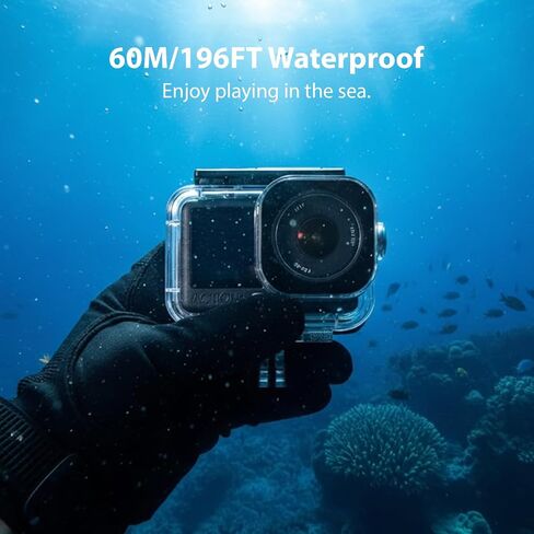 حافظة HSU مضادة للماء لكاميرا DJI Osmo Action 6، قفص هيكل تحت الماء بطول 60 مترًا/196 قدمًا مع دعامة سريعة التحرير، مجموعة ملحقات غطاء عمل الغوص غير المرئي DJI Osmo Action 6 in Kuwait