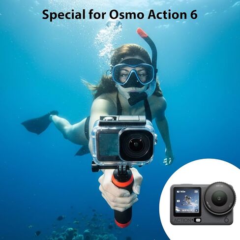حافظة HSU مضادة للماء لكاميرا DJI Osmo Action 6، قفص هيكل تحت الماء بطول 60 مترًا/196 قدمًا مع دعامة سريعة التحرير، مجموعة ملحقات غطاء عمل الغوص غير المرئي DJI Osmo Action 6 in Kuwait