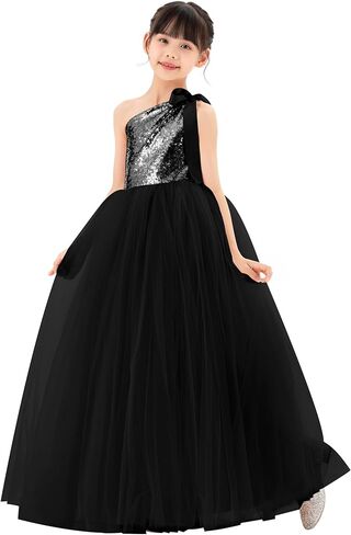 ekidsbridal Sparkle Sequin One Shoulder Flower Girl Dresses for Junior Bridesmaids Seq2 in Saudi Arabia