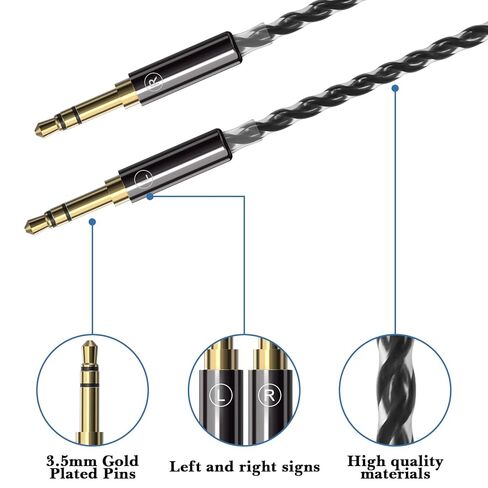 Linkidea Upgrade Audio Cable Compatible with Hifiman Sundara, Ananda, Arya, HE400SE, HE4XX, HE-400i, Denon AH-D600 AH-D7200 6N OCC 4.4mm to Dual 3.5mm Replacement Aux Cord (4.9 ft / 1.5 m) in Saudi Arabia