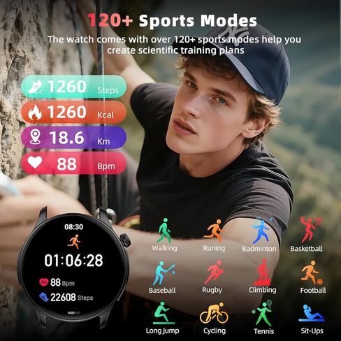 Smart Watch for Men Women Fitness Tracker: Waterproof Bluetooth Call Answer/Make Smart Watches for Android/iPhone Digital Mens Smartwatch Activity Pedometer Heart Rate SpO2 Monitor 120+ Sports Model in Saudi Arabia