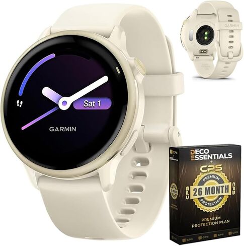 Garmin 010-02985-01 VIVOACTIVE 6 Health and Fitness GPS Smartwatch Bone with Silicone Band Bundle with Deco Essentials Exclusive 26Month CPS Enhanced Protection Pack in Saudi Arabia