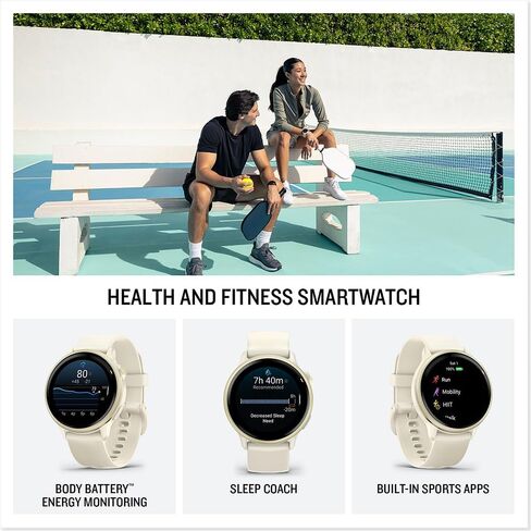 Garmin 010-02985-01 VIVOACTIVE 6 Health and Fitness GPS Smartwatch Bone with Silicone Band Bundle with Deco Essentials Exclusive 26Month CPS Enhanced Protection Pack in Saudi Arabia