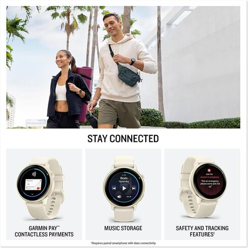Garmin 010-02985-01 VIVOACTIVE 6 Health and Fitness GPS Smartwatch Bone with Silicone Band Bundle with Deco Essentials Exclusive 26Month CPS Enhanced Protection Pack in Saudi Arabia