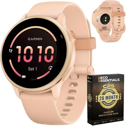 Garmin 010-02985-01 VIVOACTIVE 6 Health and Fitness GPS Smartwatch Bone with Silicone Band Bundle with Deco Essentials Exclusive 26Month CPS Enhanced Protection Pack in Saudi Arabia
