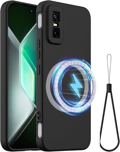 ZORSOME متوافق مع هاتف Infinix GT 30 Pro 5G، جراب بسيط بلون نقي، يدعم الحلقة المغناطيسية، ممتص الصدمات من السيليكون السائل الرقيق والمطاط الناعم من مادة TPU لحماية الكاميرا الكاملة، أسود in Saudi Arabia