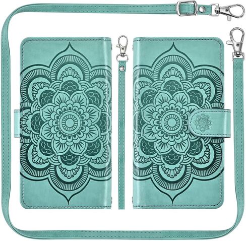 Asuwish Phone Case for Google Pixel 9/9 Pro 5G Zipper Wallet Magnetic Detachable Cell Cover with Tempered Glass Screen Protector Crossbody Lanyard Strap Flower Card Holder Pixel9 9Pro Nine Women Green in Kuwait