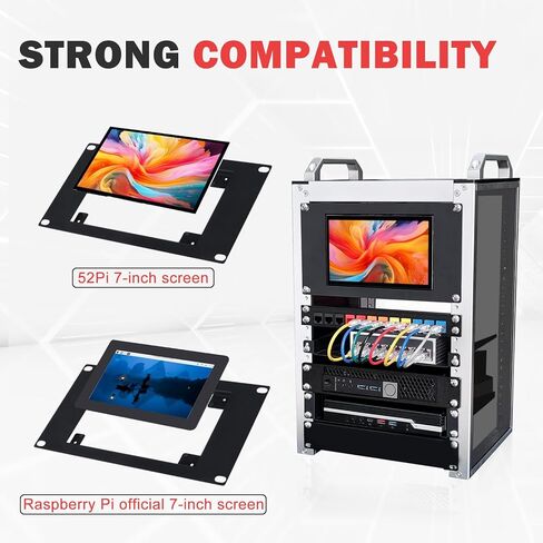 GeeekPi 10 inch 3U Rack Mount for DeskPi RackMate T1/T0/T2/T0 Plus/T1 Plus/TL1, Support 7 inch LCD Screen in Saudi Arabia