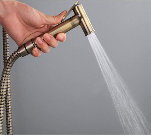 Sprayer Retro Brass HandheldSprayer for Toilet Baby Cloth Diaper Sprayer for Hot and Cold Water PortableFaucet withHose for Feminine Wash, Easy to Install in Saudi Arabia