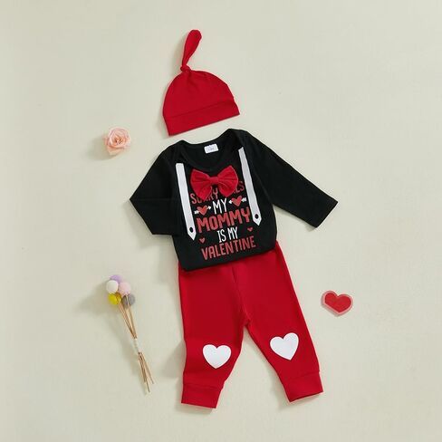 زي My First Valentine Baby Boy بأكمام طويلة مع سروال على شكل قلب لحديثي الولادة في المنزل in Kuwait