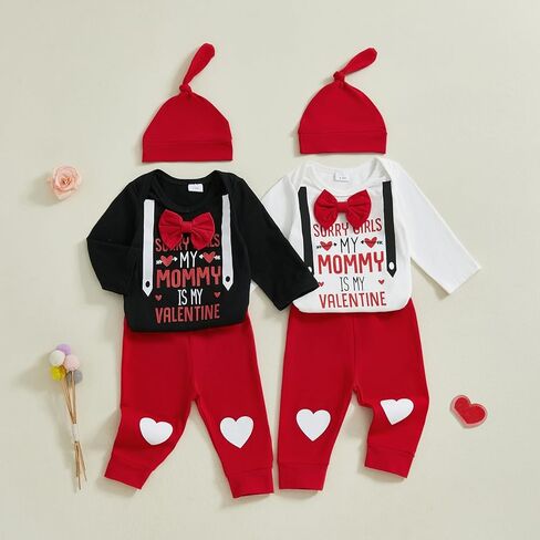 زي My First Valentine Baby Boy بأكمام طويلة مع سروال على شكل قلب لحديثي الولادة في المنزل in Kuwait