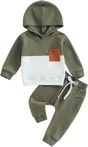 Infant Baby Boy Fall Winter Clothes Outfits Hooded Long Sweatshirt Pants Set Toddler Clothes 6 12 18 24 Months 2T in Saudi Arabia