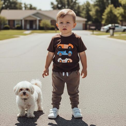 Toddler Baby Boy Clothes Cars Print Short Sleeve T-Shirt Top & Jogger Pant Set Spring Summer Outfit in Saudi Arabia
